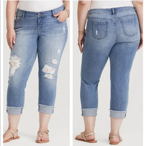 torrid Denim - Torrid Boyfriend Lace Distressed Jeans Size 20